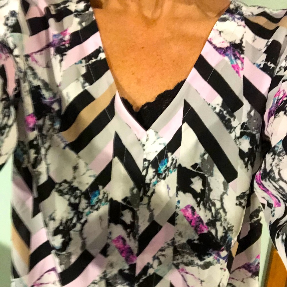 Ladies multicolored silky blouse